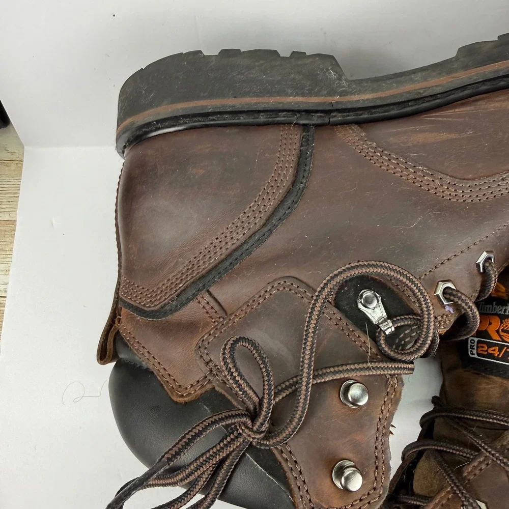 Timberland‎ PRO Work Boots Mens 11.5M Brown Steel Toe Leather Resistor A6801